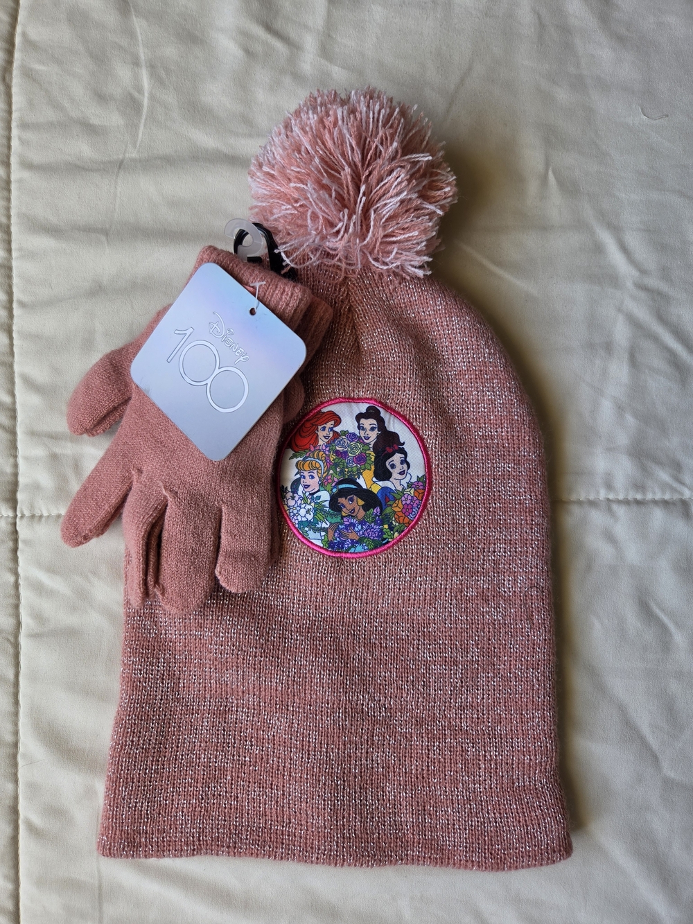 Disney 100 Princess Beanie & Gloves Set (NWT)